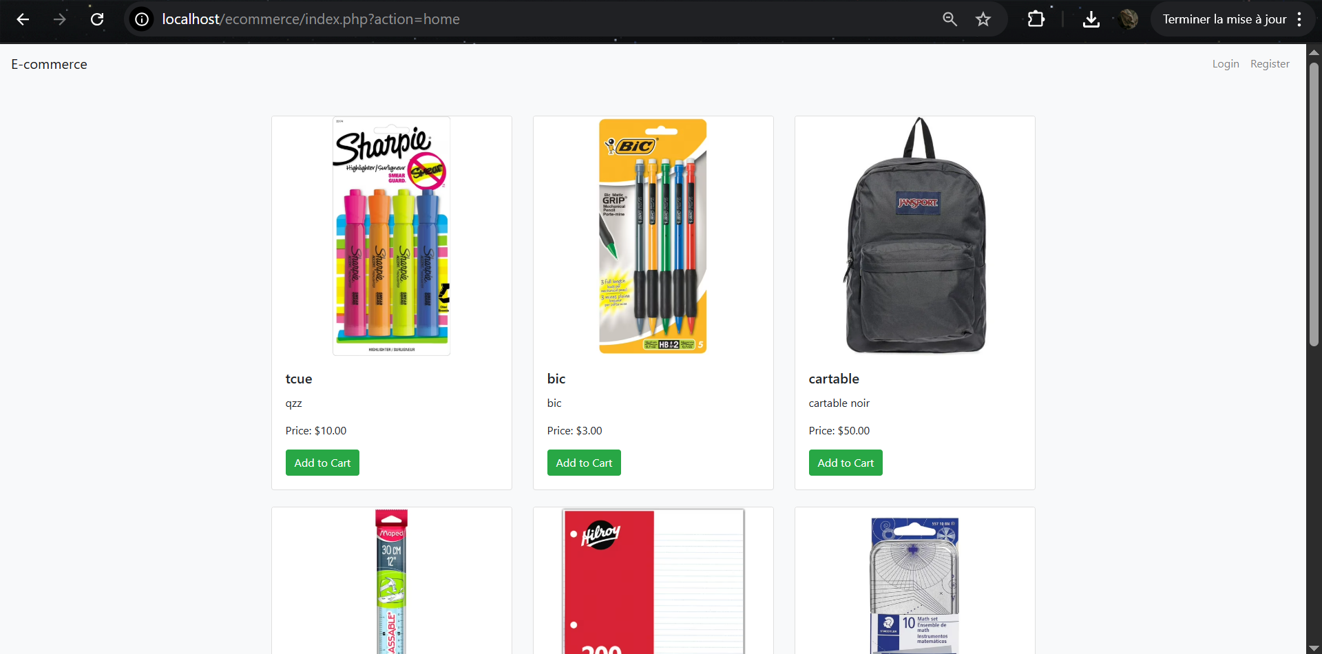 Projet E-commerce capture A